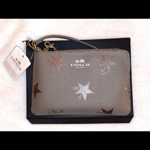Coach Wristlet Grey with silver stars